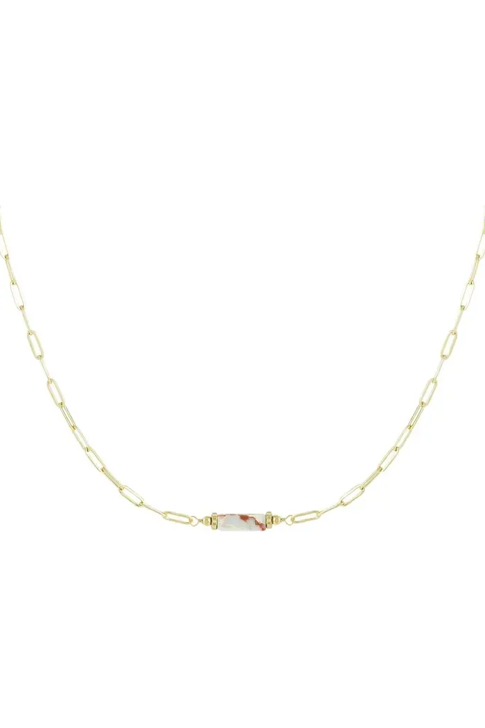 Ketting Éclatante de Jaspis met steenhangertje - Goud/Blauw