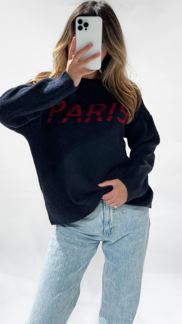 Trui - Paris Sweater - navy red