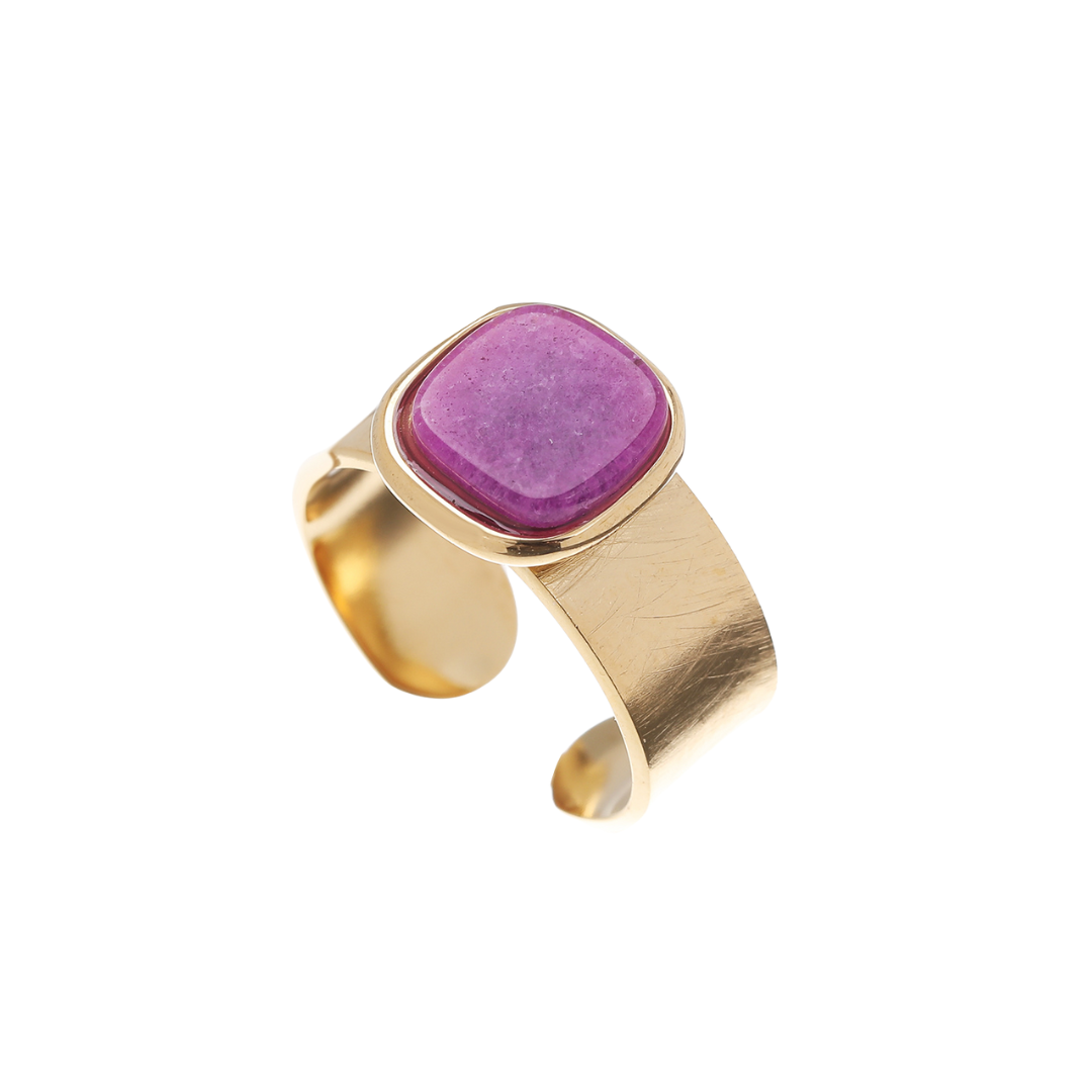 Ring Menton - 14k gold plated met natuursteen