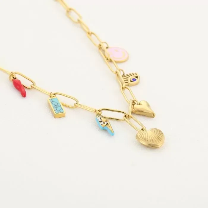 Bedel ketting colourful charms