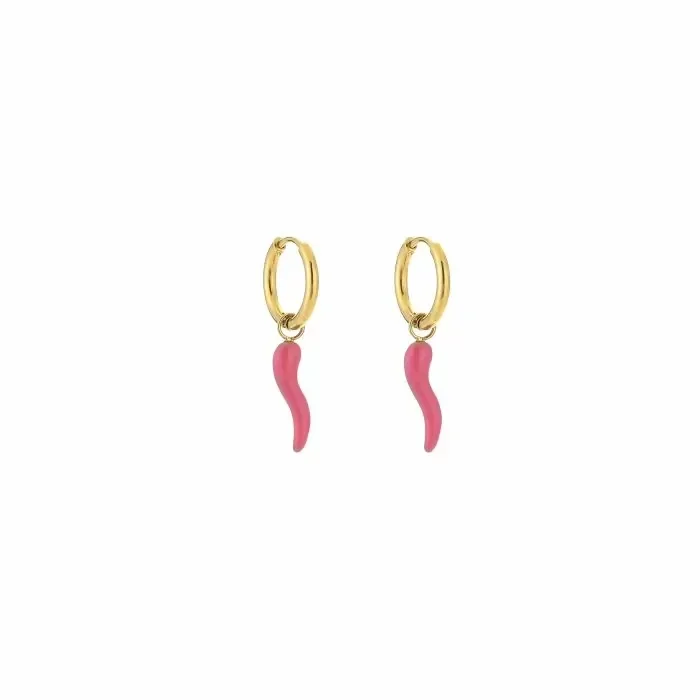 Peper oorbellen goud en roze