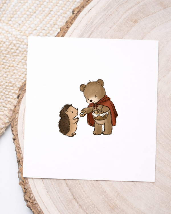 Bär und Igel mit Keksen