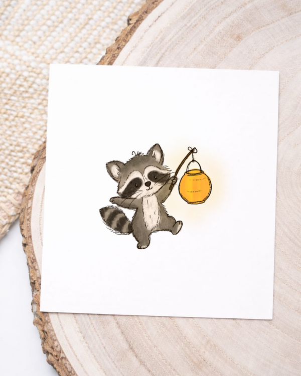 Waschbär mit Laterne