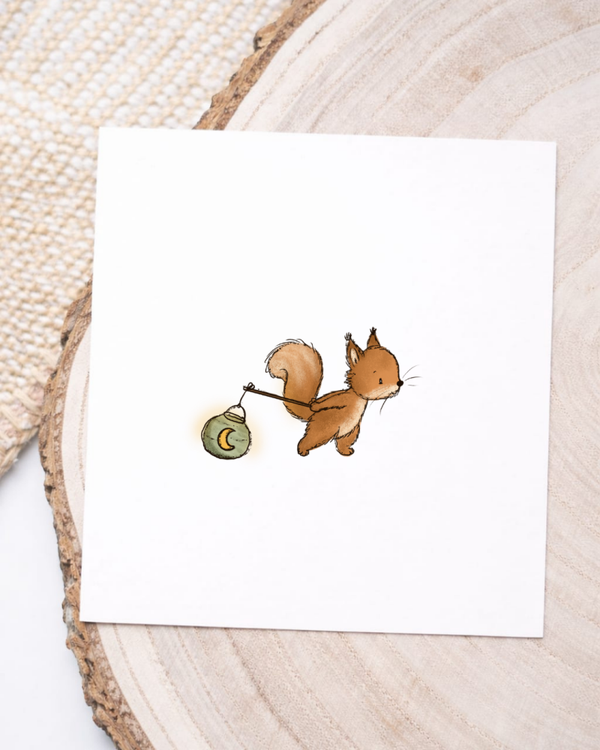 Eichhörnchen mit Laterne