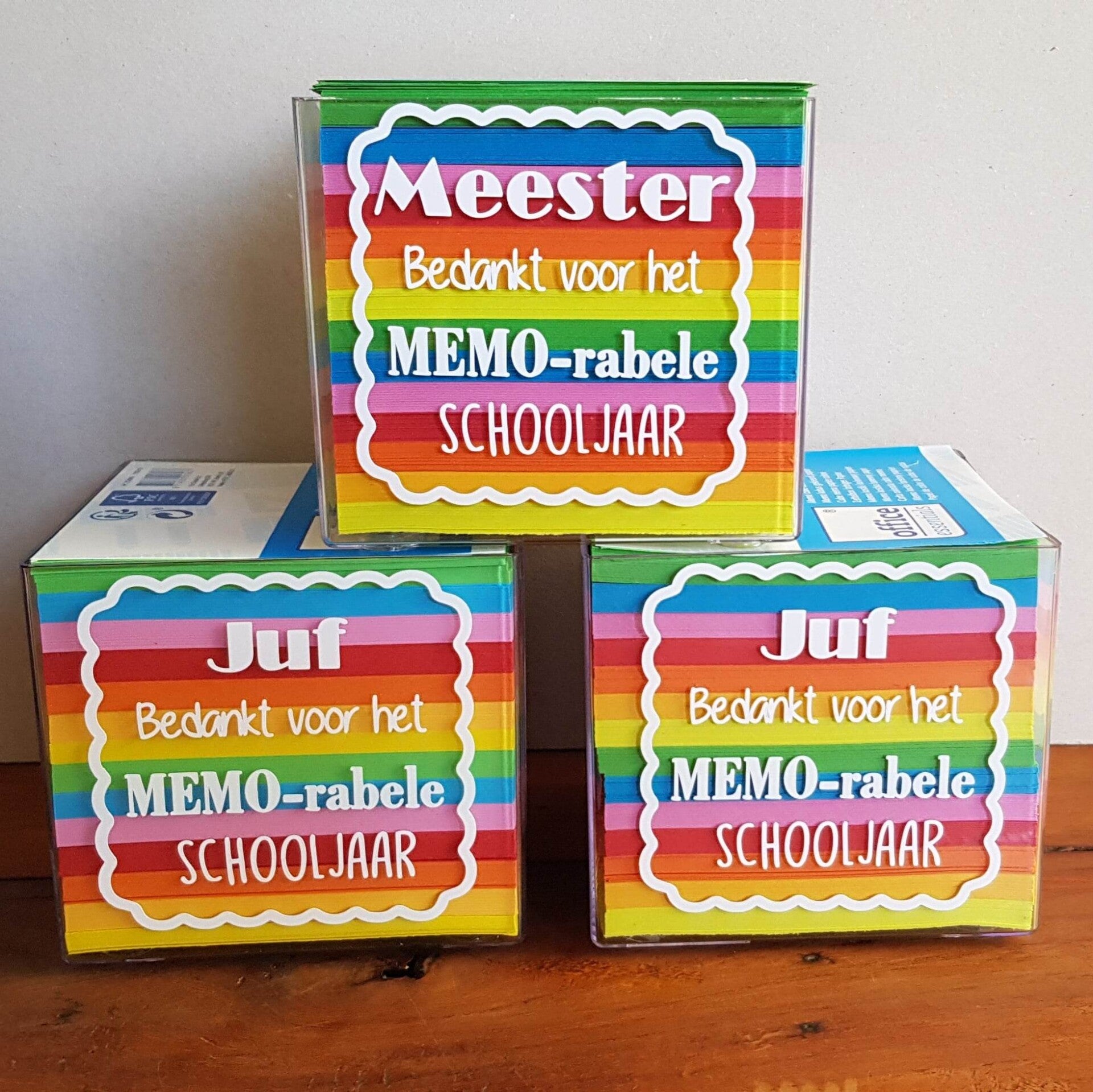Memoblok Juf/Meester bedankt voor het MEMO-rabele Schooljaar