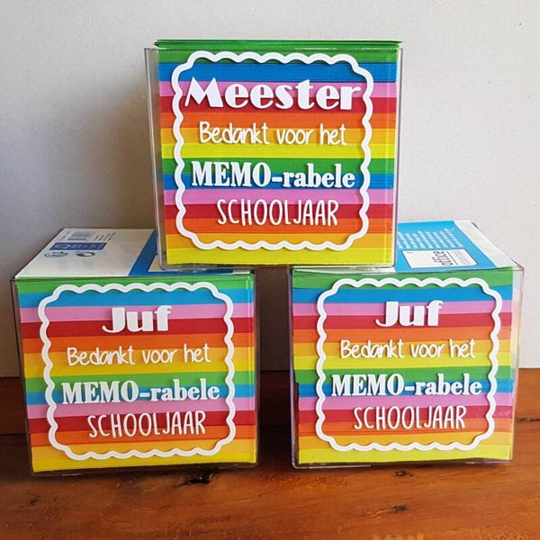 Memoblok Juf/Meester bedankt voor het MEMO-rabele Schooljaar