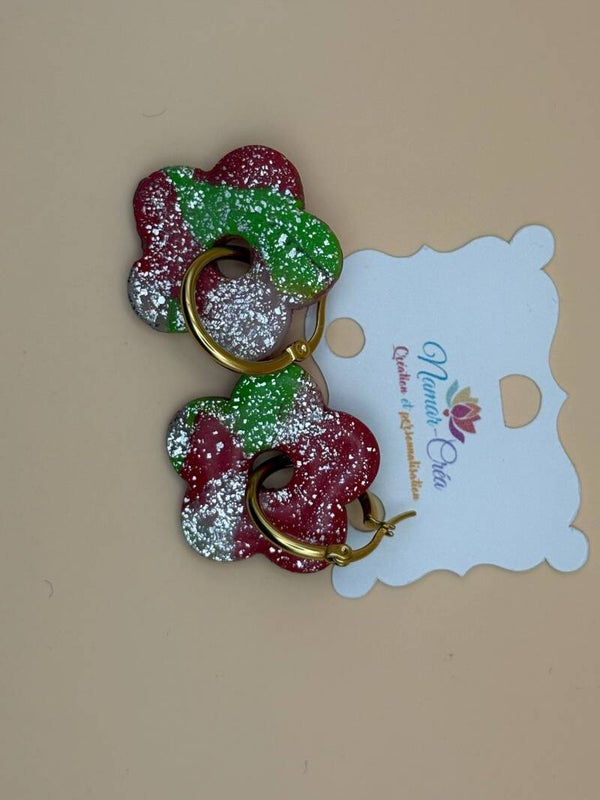 Pampilles "Passion Givrée" – Duo Festif Rouge & Vert aux Éclats d'Argent