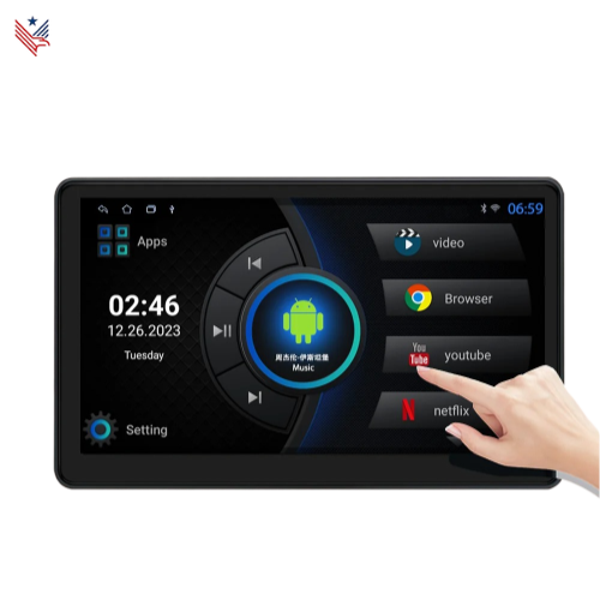 10,1" Android 13 Auto Hoofdsteun Scherm - Ultradunne Touchscreen Multimedia Speler met CarPlay, BT en Omgevingsverlichting