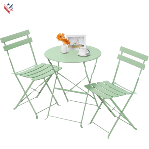 3-delige Bistrotafelset Stalen Opvouwbare Tuinset – Perfect voor Balkon, Tuin of Patio