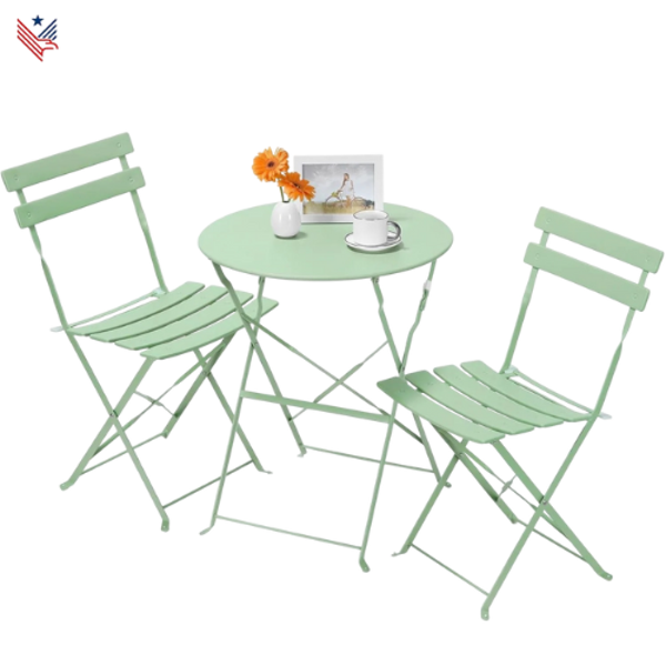 3-delige Bistrotafelset Stalen Opvouwbare Tuinset – Perfect voor Balkon, Tuin of Patio
