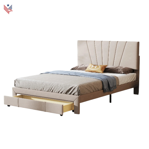 Gestoffeerd Tweepersoonsbed 140x200 cm – met Lattenbodem