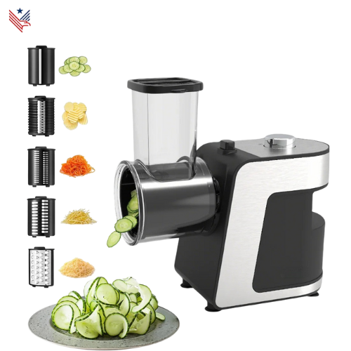 Elektrische Groentesnijder 5-in-1 & Kaasrasp – Automatische Chopper, Dicer en Shredder voor Keuken en Restaurant, 1000W