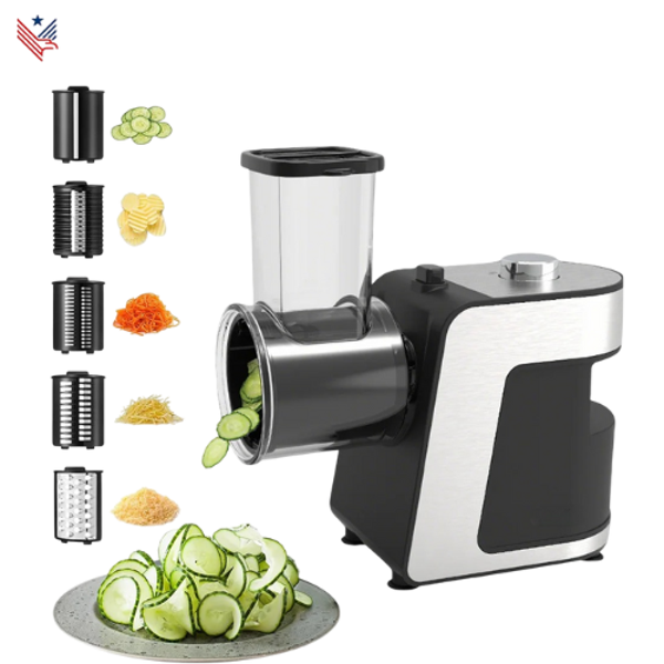 Elektrische Groentesnijder 5-in-1 & Kaasrasp – Automatische Chopper, Dicer en Shredder voor Keuken en Restaurant, 1000W