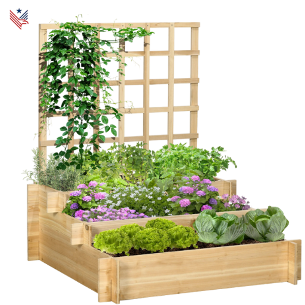 Houten Plantenbak 3-Laags –  Bloembak Voor Klimplanten, Kruiden & Groenten – 95x95x110 cm