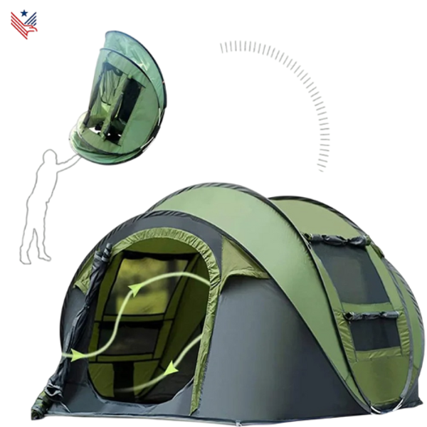 Snel Opzettende Kampeertent voor 3-4 Personen – Pop-up Tent Dubbele Laag – Waterdicht & Zonwerend