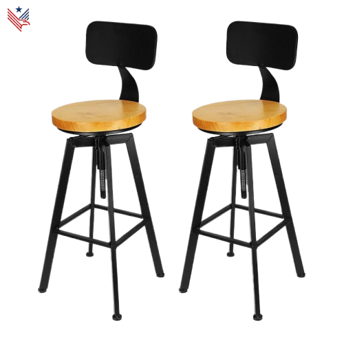 Houten Barkruk - Industrie stijl - 2 Stuks