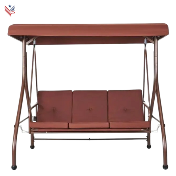 Schommelbank 3-Zits met Verstelbare Luifel – Omvormbaar tot Ligbed, Weerbestendig & Inclusief Dikke Kussens – Tuinschommel voor Terras, Veranda of Balkon, Max. 340 kg