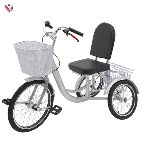 Senioren Driewieler met Lage Instap – Stabiel, Comfortabel & Verstelbaar | Inclusief Opbergmanden & Veilig Remsysteem