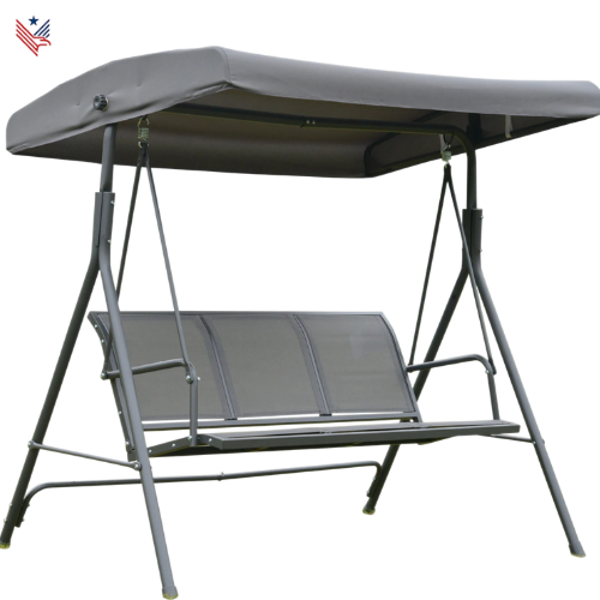 Tuin schommelbank met Verstelbaar Dak – Weerbestendig, Comfortabele Rugleuning & Stalen Frame – Schommelbank voor Tuin, Terras of Balkon