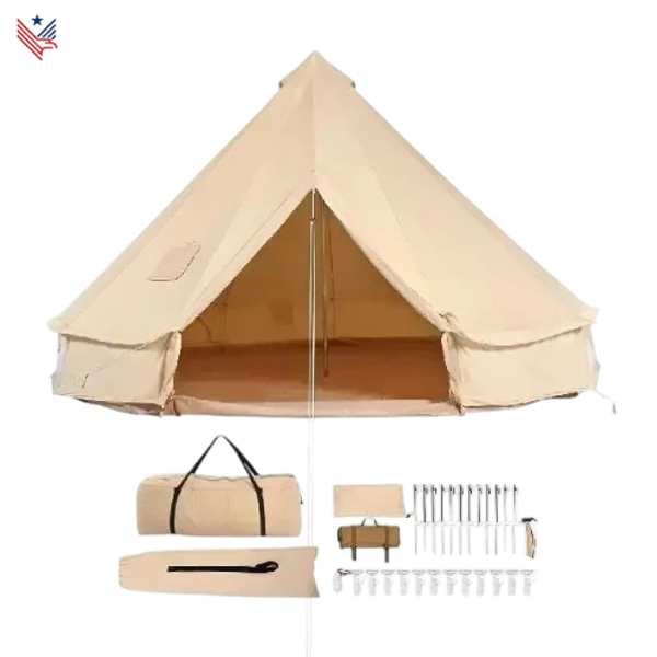 Ruime Wigwam Tipi Tent – Waterdichte Canvas Tent met Kachelaansluiting en Horrengaas (3 tot 7 diameter | 8 Personen)