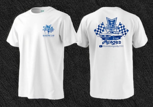 DCI Motorsports Unleashed - White Tee/ Elec. Blue Image