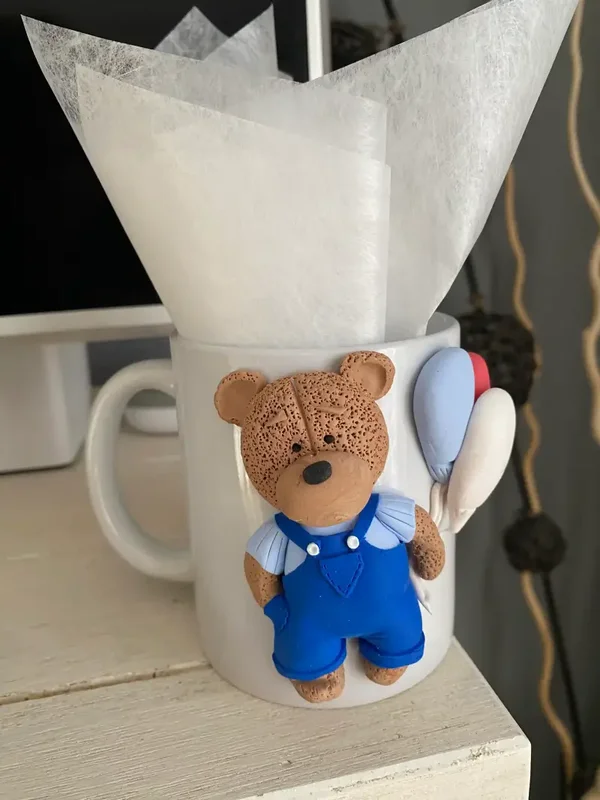 Mug Naissance Ourson & Ballons – Modelage Artisanal en Fimo