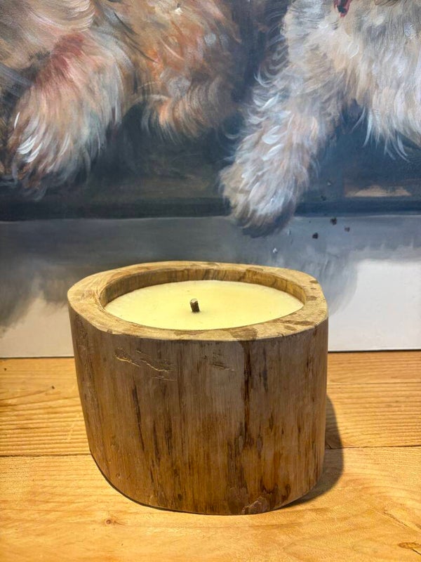 Teak wood kaars +/- 60 branduren