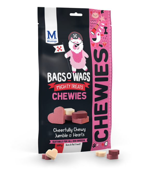 Montego Bags O' Wags Chewies Chewy Hearts 10 x 120 gram