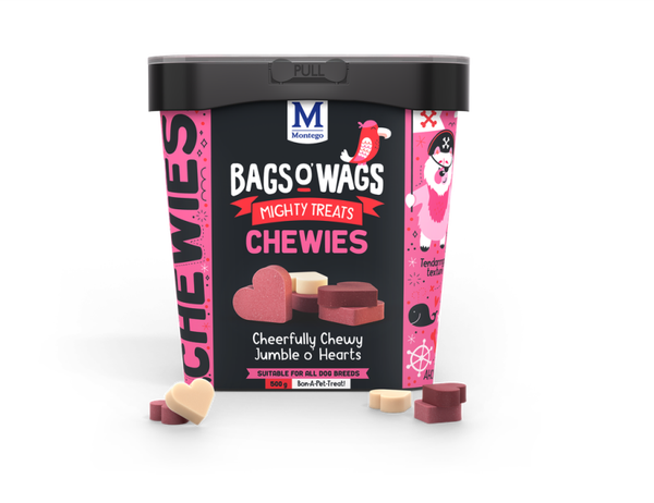 Montego Bags O' Wags Chewies Chewy Hearts 4 x 500 gram
