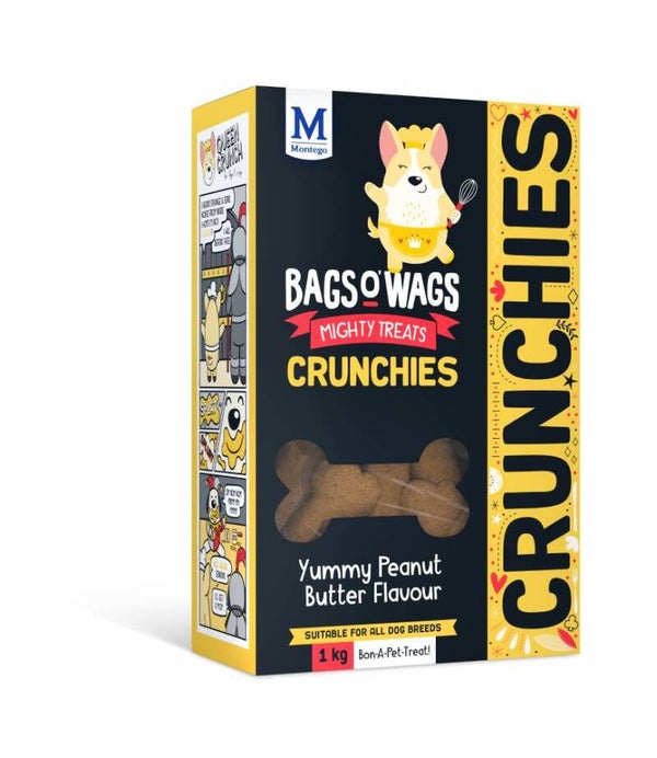 Montego Bags O' Wags Chrunchies Peanut Butter 6 x 1 kg