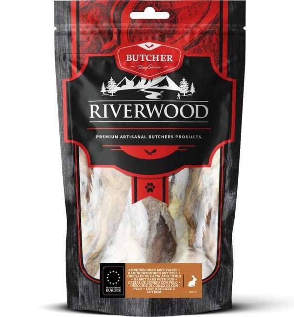 Riverwood Butcher Konijnenoren Met Vacht 6x100gram