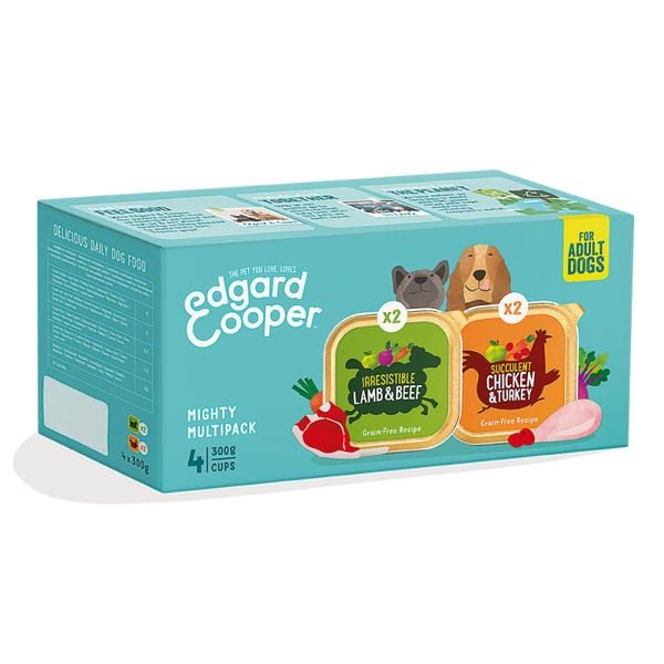 Edgard & Cooper Dog Adult Multipack (Lamb/Beef, Chicken/Turkey) 6 x 4 x 300 gram