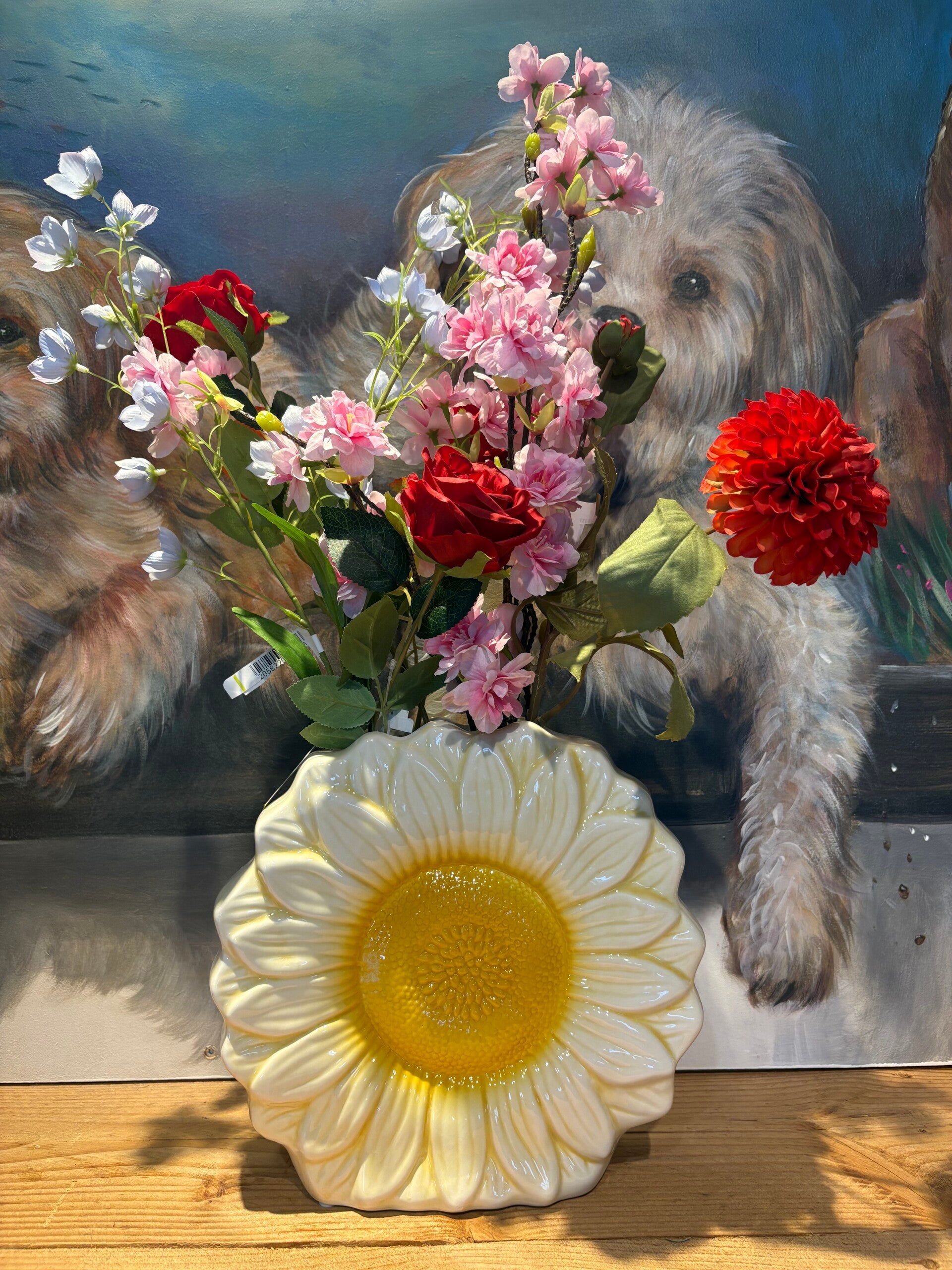 Bloemenvaas met kunstbloemen