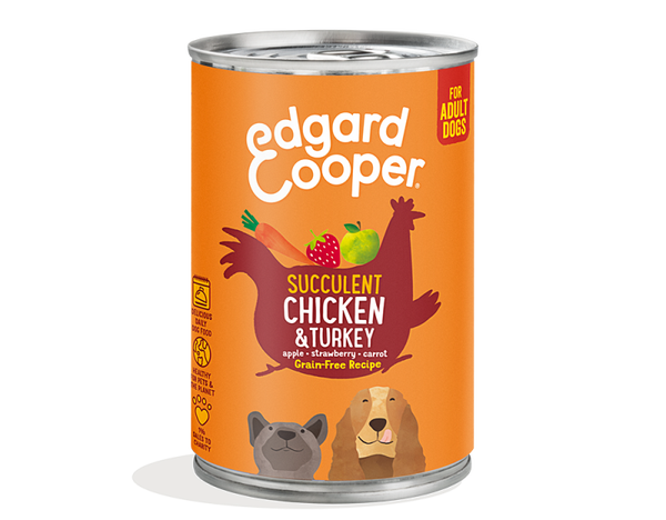 Edgard & Cooper Dog Adult Chicken & Turkey, Apple, Strawberry, Carrot 400gram