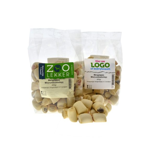 Mergpijp Mix (rund/zalm/kip) 400gram