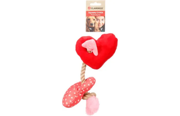 Speelgoed Lieve Hart met touw Rood