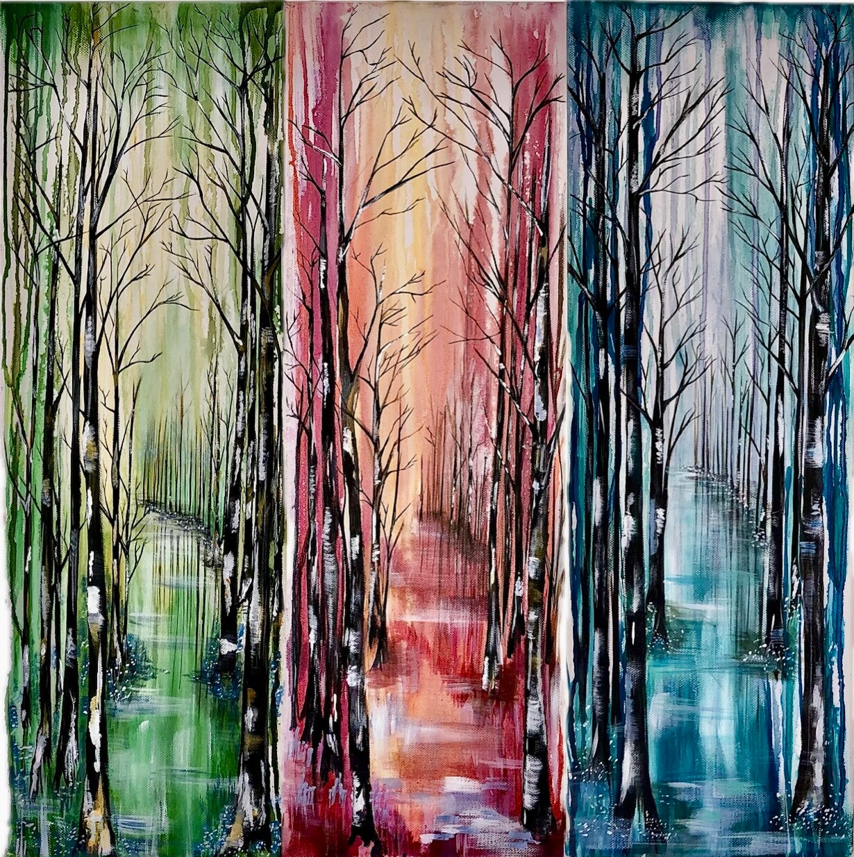 'Silver Birch Triptych' Print
