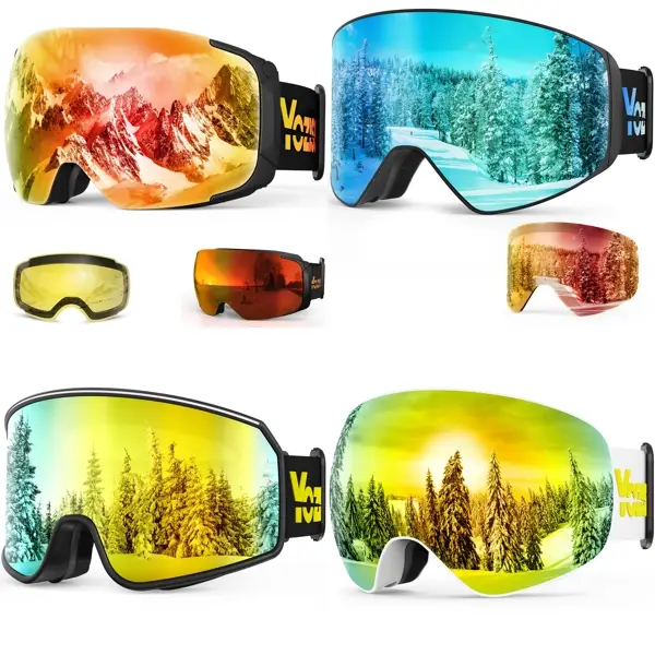 Selection of YOZISS Ski Goggles Set for Women Men Youth with Detachable Frameless Magnetic Lens, Anti-glare for Sunny/Cloudy, UV Protection/OTG/Helmet Compatible, Snow Goggles for Skiing, Snowboarding & Skating