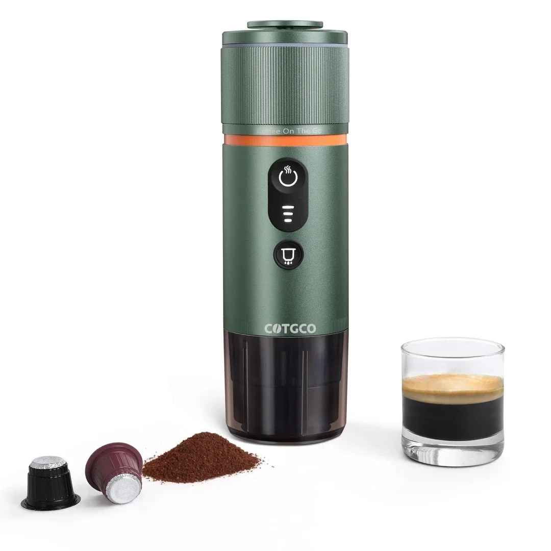 COTGCO Espresso Machine Portable 12v: Travel Coffee Maker for Car - 2.5 Mins Fast Heating - 8 Cups Espresso for One Charge - Perfect for Camping, Hiking, Lorry