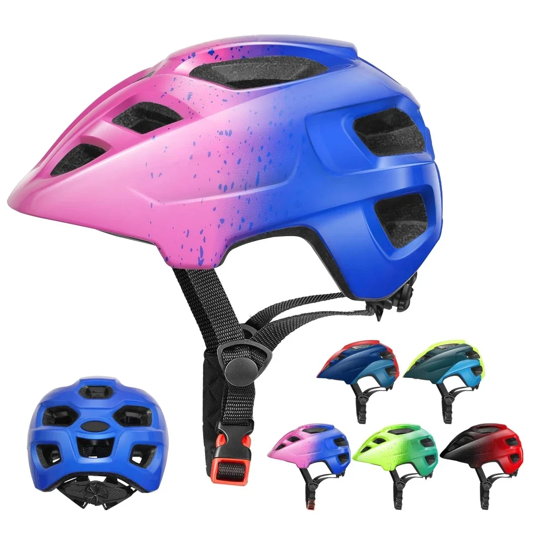 (Used) it is new but turned up not in original packaging with no bag, Kids Helmet, RaMokey Kids Bike Helmet for Boys Girls, Cycle Helmet with Visor for Kids 3-13, Childrens Bike Helmet Bicycle Cycling Helmet(S/M 48-56CM) (Pink+Blue)