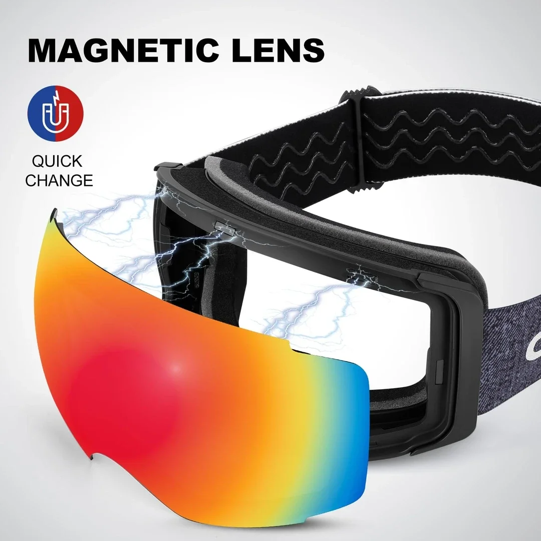 Odoland Replace Magnetic Lenses Single VLT60% Orange for Cloudy and Night for Ski Goggles