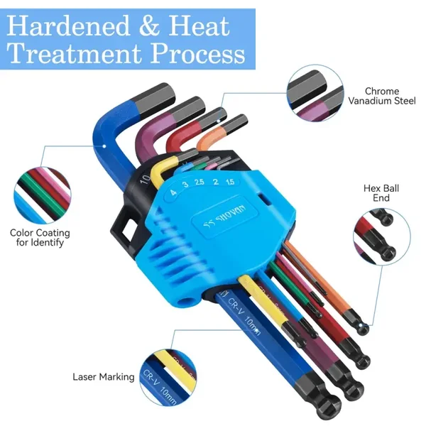 18PCS Allen Key Set, Metric Ball End Hex Key Set and Torx/Star Key Set (with T-Handle), Sizes 1.5mm-10mm & T10-T50, Alan Keys Sets for Furniture Assembly, Household DIY, Bike Repair