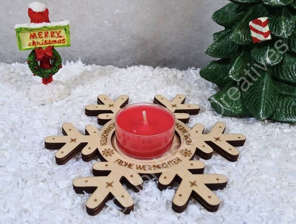 Holz-Teelichthalter „Schneeflocke“