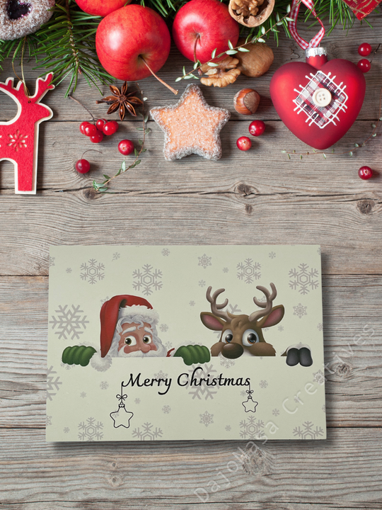 Postkarten-Set „Merry Christmas“ – 5er Set mit Rentiermotiv auf Recyclingpapier | Nachhaltige Weihnachtskarten