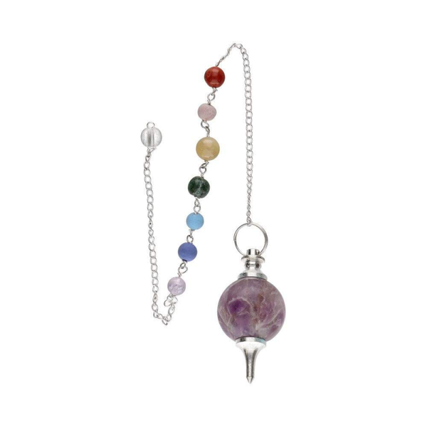 Pendule Mermet avec Améthyste et Chakras en Bain d'Argent
