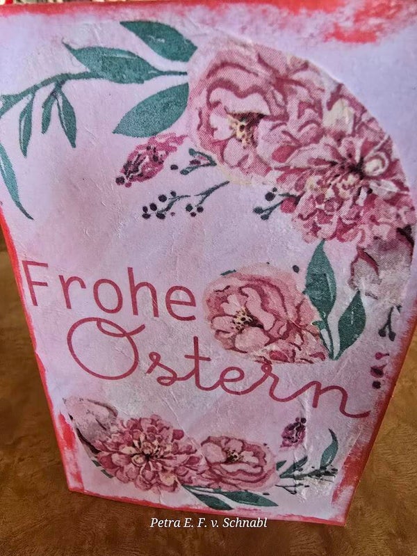 Osterkarte Blumenkranz Frohe Ostern
