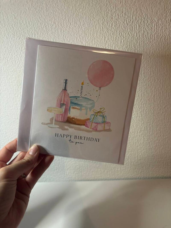 Pink Balloon Birthday Card