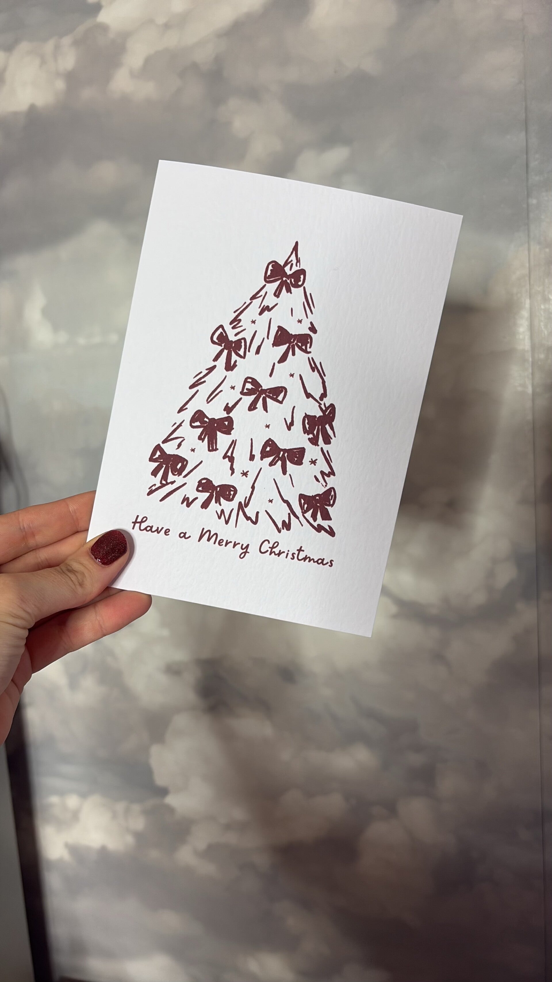 Red Bow Tree Christmas Card