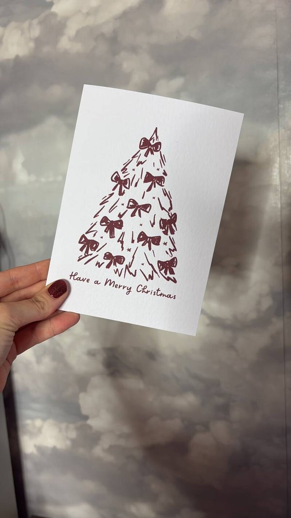 Red Bow Tree Christmas Card