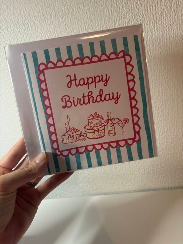 Pink and Green Birthday Card